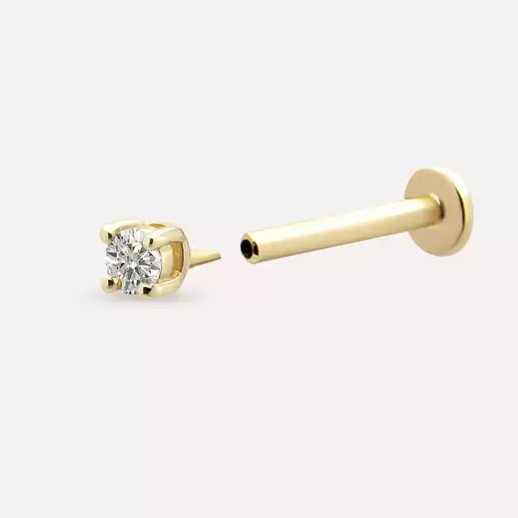 0.06 CT Diamond Yellow Gold Solitaire Piercing - 5