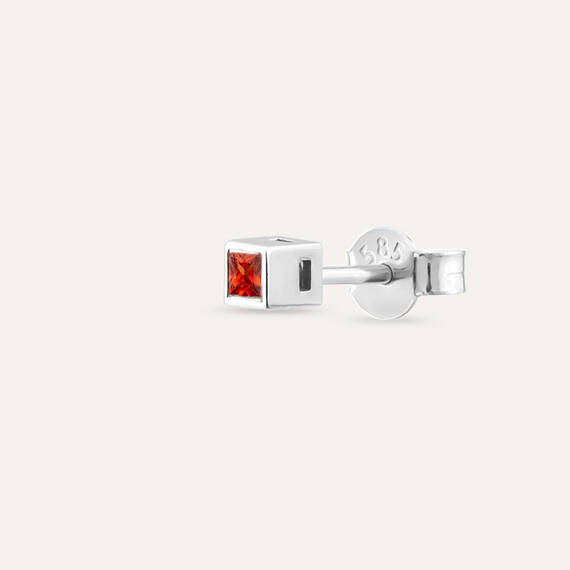 0.06 CT Red Sapphire White Gold Mini Single Earring - 1