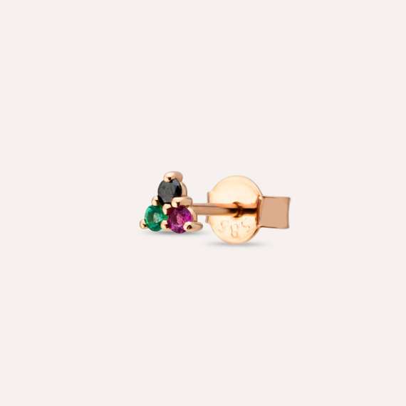 0.07 CT Black Diamond, Emerald and Ruby Mini Single Earring - 1