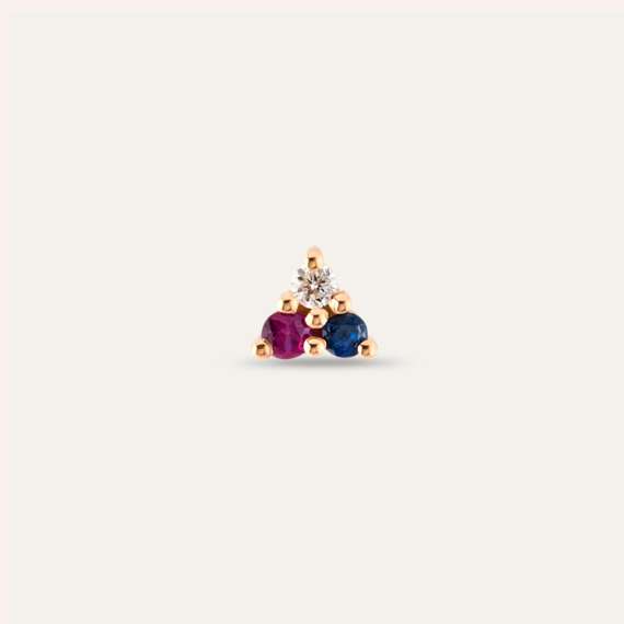 0.07 CT Diamond, Sapphire and Ruby Mini Single Earring - 2