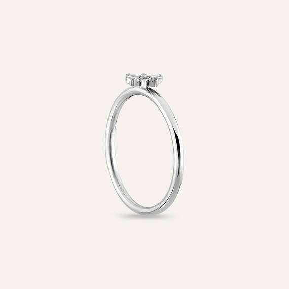 0.08 CT Baget Pırlanta Taşlı Beyaz Altın Minimal Yüzük - 6