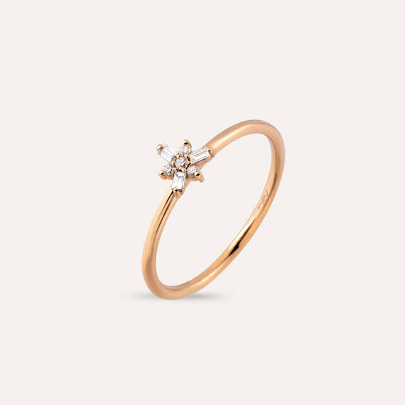 0.08 CT Baguette Cut Diamond Rose Gold Ring - 7