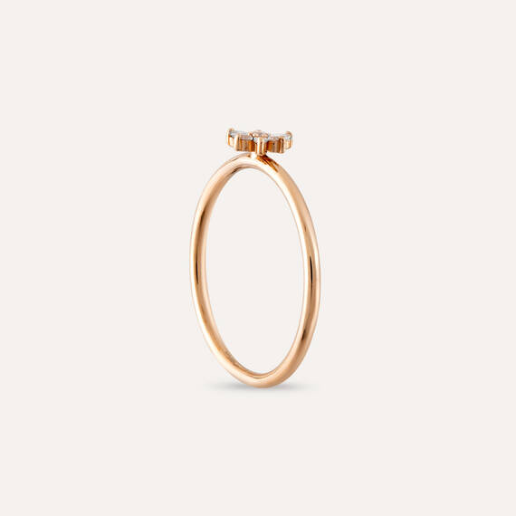 0.08 CT Baguette Cut Diamond Rose Gold Ring - 5