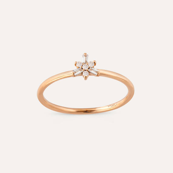 0.08 CT Baguette Cut Diamond Rose Gold Ring - 1