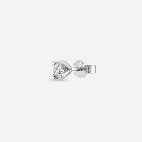 0.09 CT Diamond White Gold Solitaire Single Earring - 1