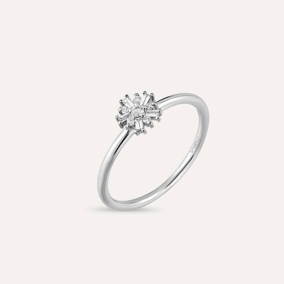 0.11 CT Baguette Cut Diamond White Gold Minimal Ring - 1