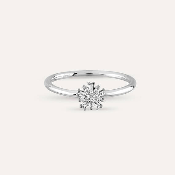 0.11 CT Baguette Cut Diamond White Gold Minimal Ring - 4