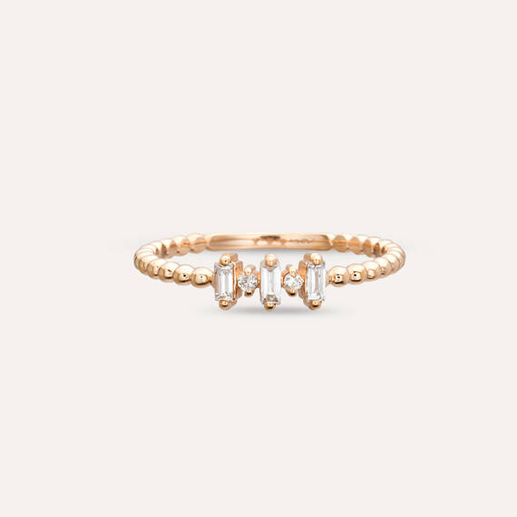 0.12 CT Baguette Cut Diamond Rose Gold Minimal Ring - 4