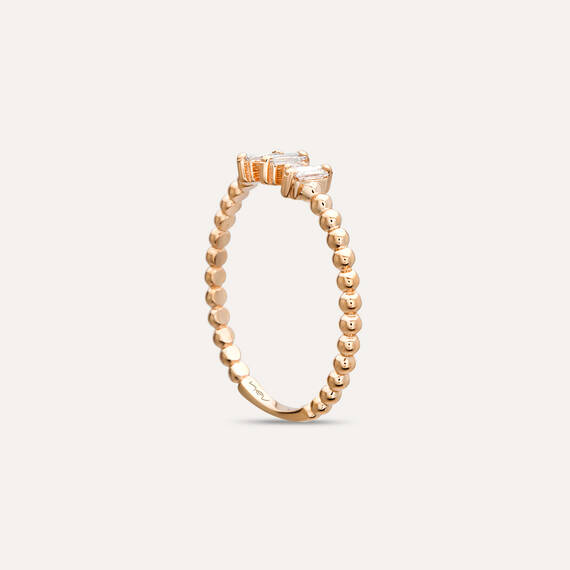 0.12 CT Baguette Cut Diamond Rose Gold Minimal Ring - 5