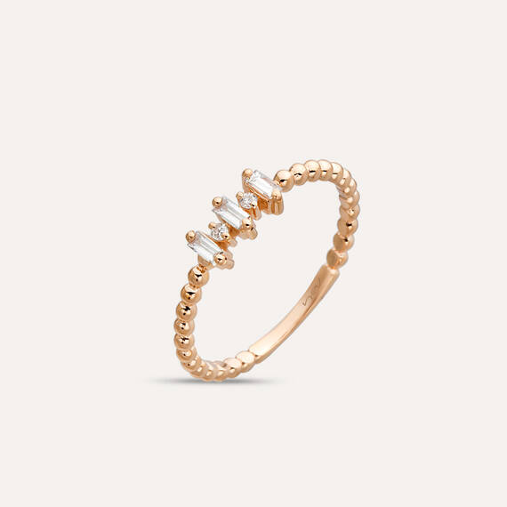 0.12 CT Baguette Cut Diamond Rose Gold Minimal Ring - 6