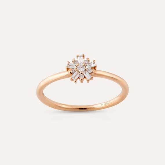 0.12 CT Baguette Cut Diamond Rose Gold Ring - 1