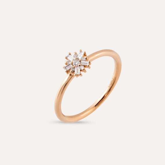 0.12 CT Baguette Cut Diamond Rose Gold Ring - 5