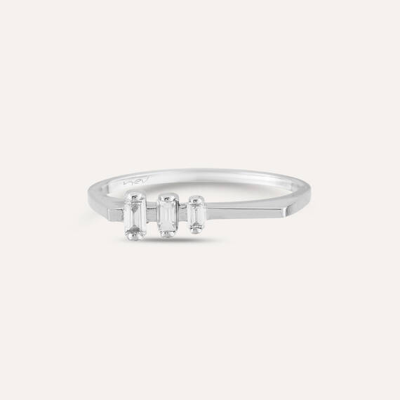 0.12 CT Baguette Cut Diamond White Gold Ring - 6
