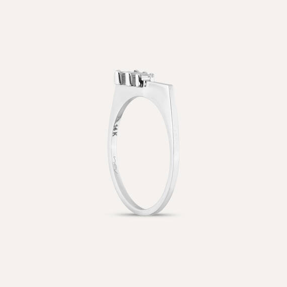 0.12 CT Baguette Cut Diamond White Gold Ring - 5