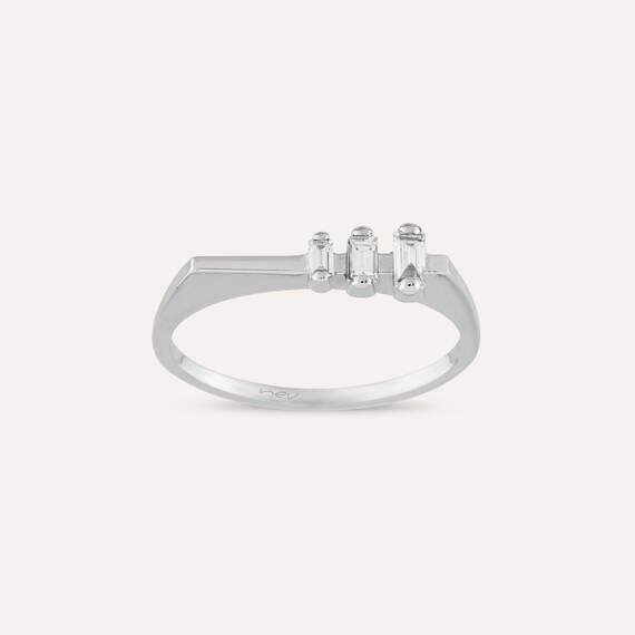 0.12 CT Baguette Cut Diamond White Gold Ring - 1