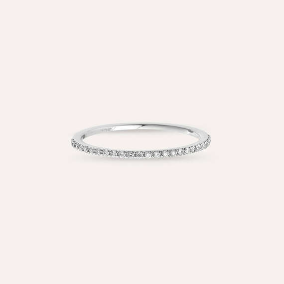 Split 0.12 CT Diamond White Gold Half Eternity Ring - 5