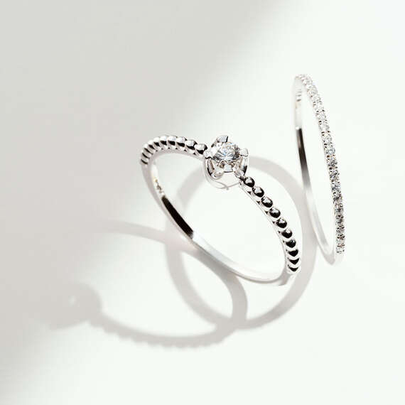 Split 0.12 CT Diamond White Gold Half Eternity Ring - 6