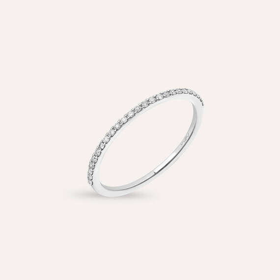 Split 0.12 CT Pırlanta Taşlı Beyaz Altın Yarımtur Yüzük - 3