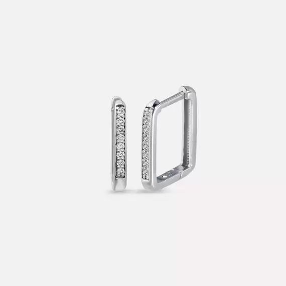 0.13 CT Diamond White Gold Oblong Earring - 1
