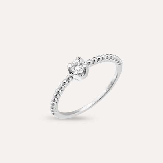 0.13 CT Diamond White Gold Solitaire Ring - 4