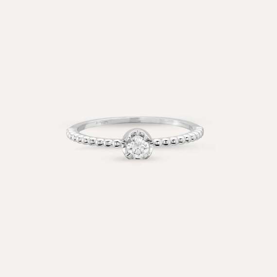 0.13 CT Diamond White Gold Solitaire Ring - 6