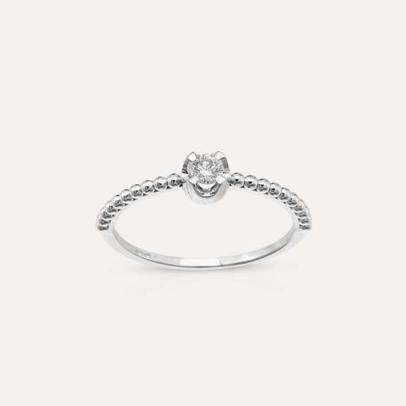 0.13 CT Diamond White Gold Solitaire Ring - 1