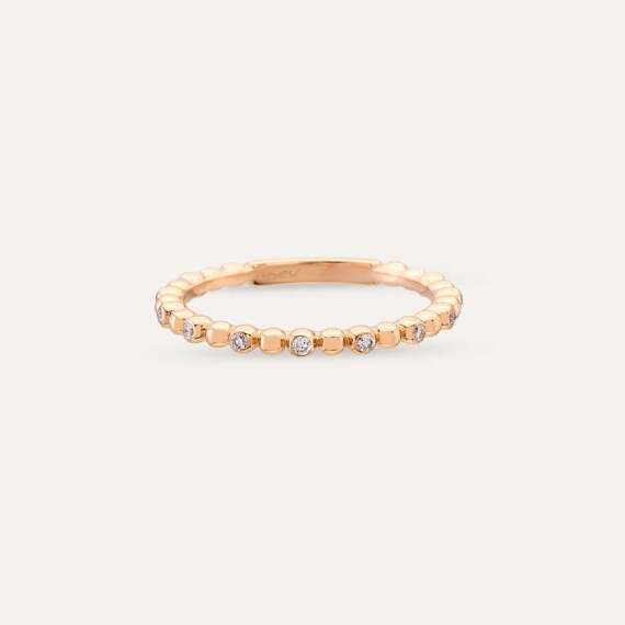 0.13 CT Pırlanta Taşlı Rose Altın Tamtur Yüzük - 5