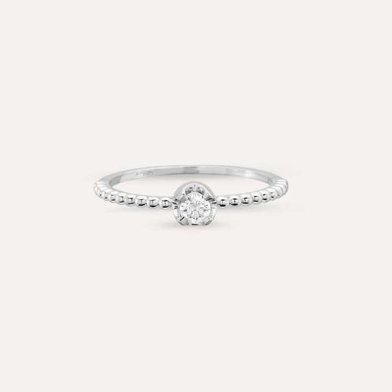 0.13 CT Tektaş Pırlanta Beyaz Altın Yüzük - 6