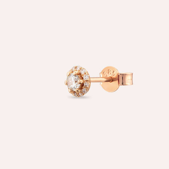 0.14 CT Diamond Rose Gold Single Earring - 4