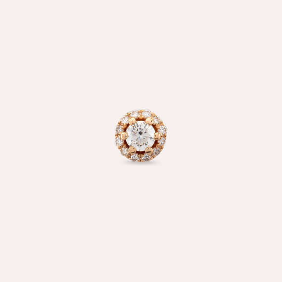 0.14 CT Diamond Rose Gold Single Earring - 1