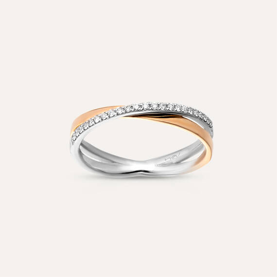 0.14 CT Diamond Rose Gold Spiral Ring - 1