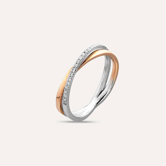 0.14 CT Diamond Rose Gold Spiral Ring - 4