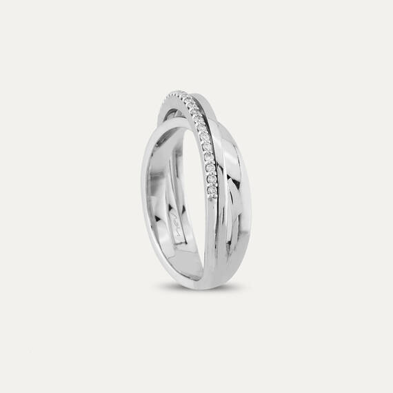 0.14 CT Diamond White Gold Spiral Ring - 4