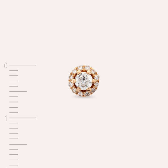 0.14 CT Pırlanta Taşlı Rose Altın Tek Küpe - 5