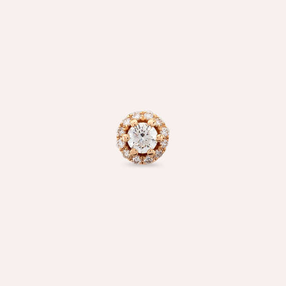 0.14 CT Pırlanta Taşlı Rose Altın Tek Küpe - 1