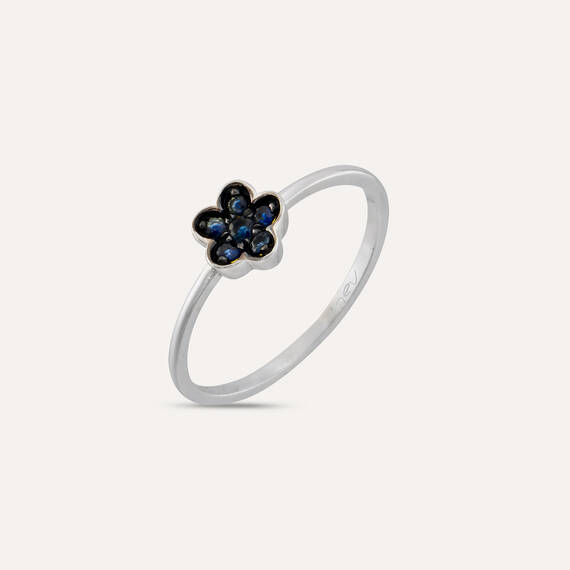 0.14 CT Sapphire Flower Shaped Ring - 1