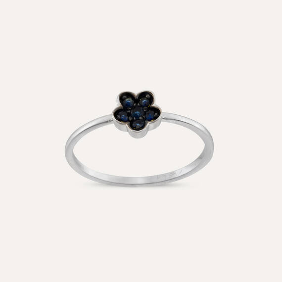0.14 CT Sapphire Flower Shaped Ring - 3
