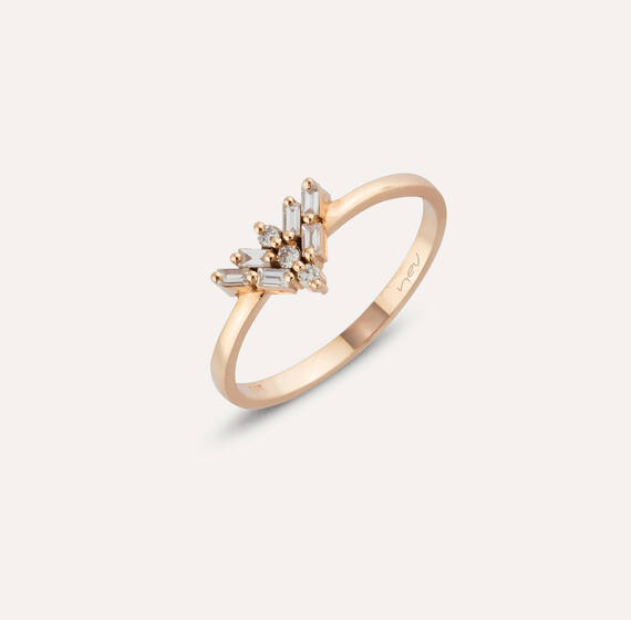 0.15 CT Baguette Cut Diamond Rose Gold Ring - 3