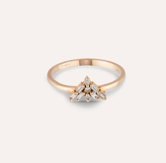 0.15 CT Baguette Cut Diamond Rose Gold Ring - 4