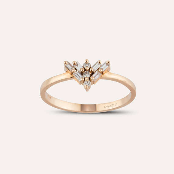 0.15 CT Baguette Cut Diamond Rose Gold Ring - 1