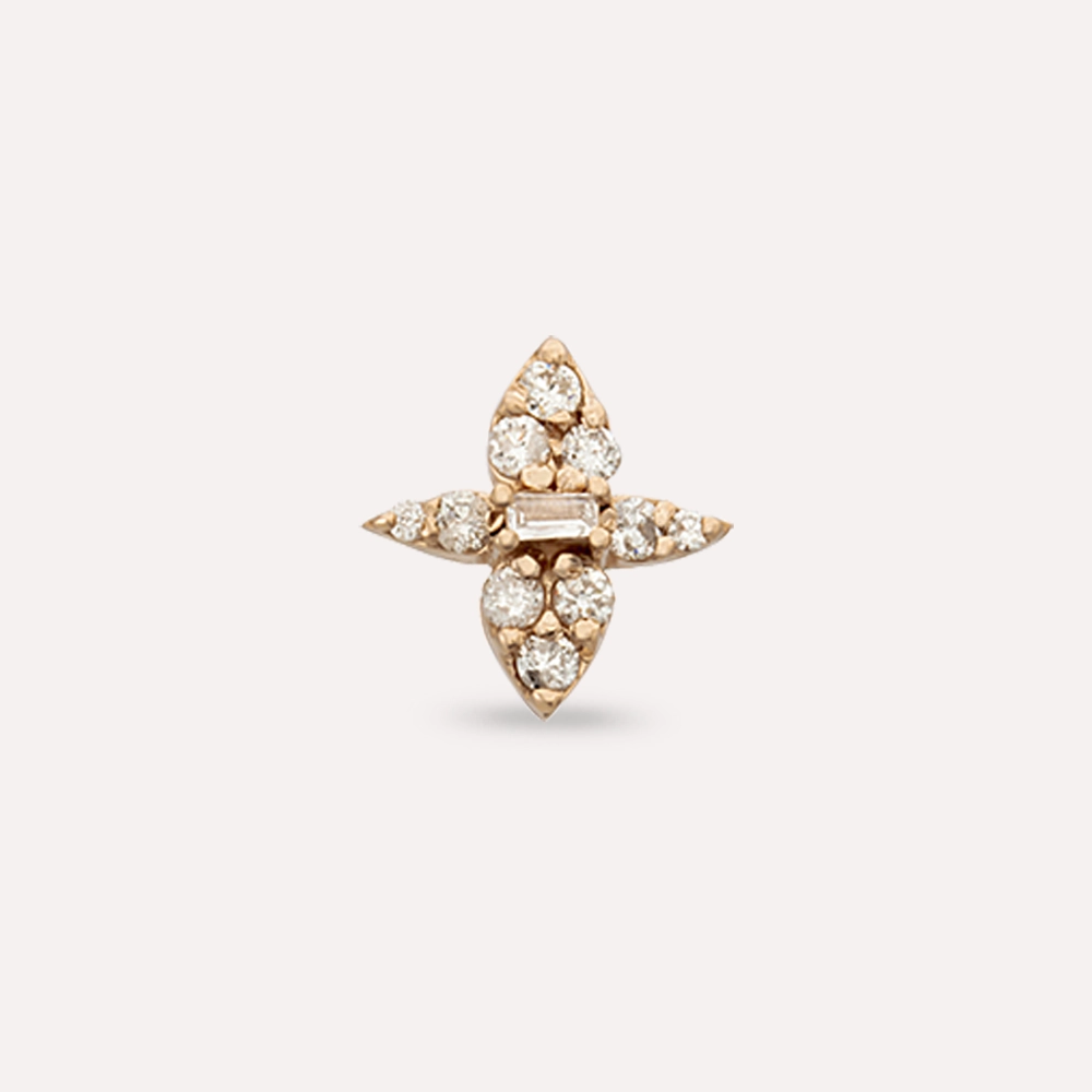 0.15 CT Baguette Cut Diamond Rose Gold Single Earring - 1