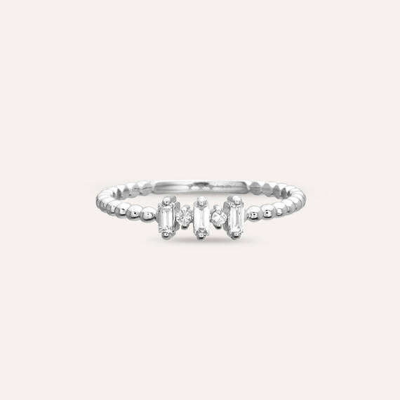 0.15 CT Baguette Cut Diamond White Gold Minimal Ring - 4