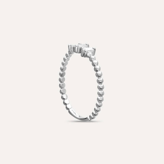 0.15 CT Baguette Cut Diamond White Gold Minimal Ring - 3