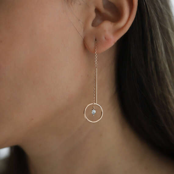 0.15 CT Diamond Rose Gold Single Earring - 4