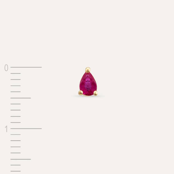 0.15 CT Ruby Yellow Gold Mini Single Earring - 4
