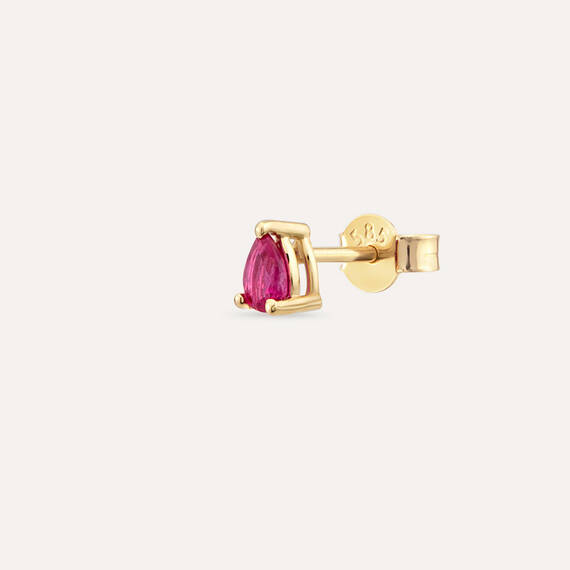 0.15 CT Ruby Yellow Gold Mini Single Earring - 1