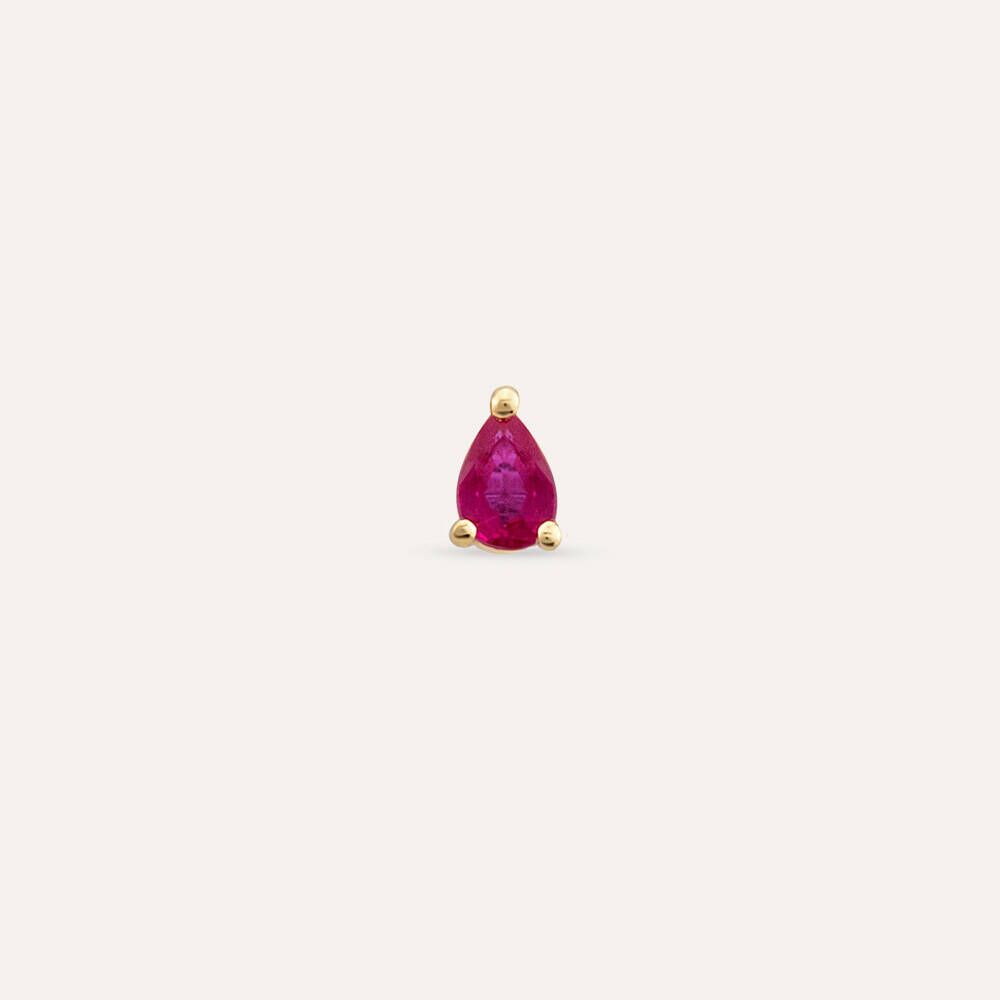 0.15 CT Ruby Yellow Gold Mini Single Earring