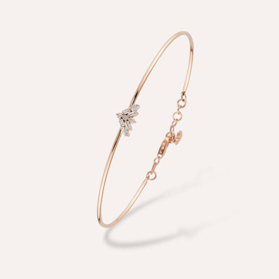 0.15 CT Baguette Cut Diamond Rose Gold Bracelet - 3