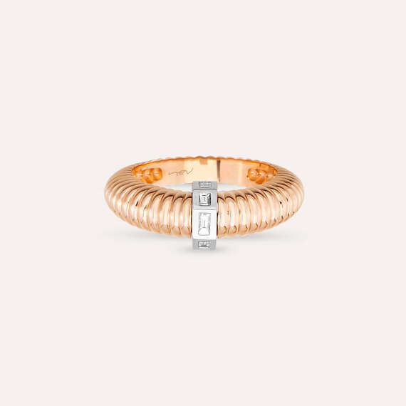 0.16 CT Baguette Cut Diamond Rose Gold Ring - 4