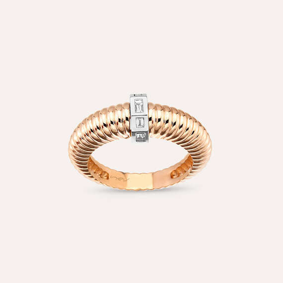 0.16 CT Baguette Cut Diamond Rose Gold Ring - 3